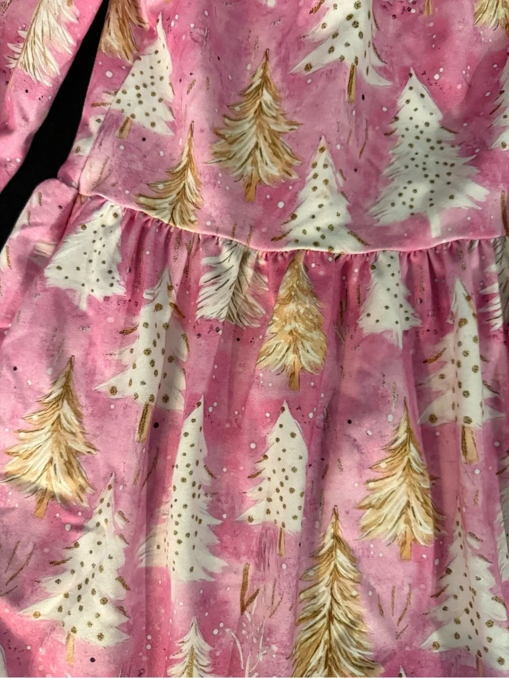 Girls Pink Holiday Tree Dress